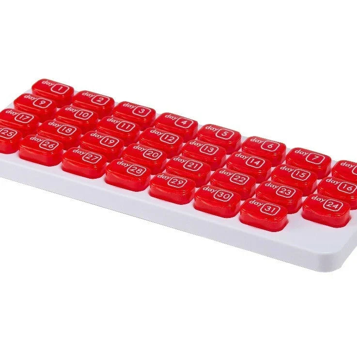 Cookavelle® Monthly Pill Organizer with Lid Travel Case for Vitamins & Medications