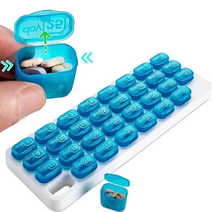 Cookavelle® Monthly Pill Organizer with Lid Travel Case for Vitamins & Medications
