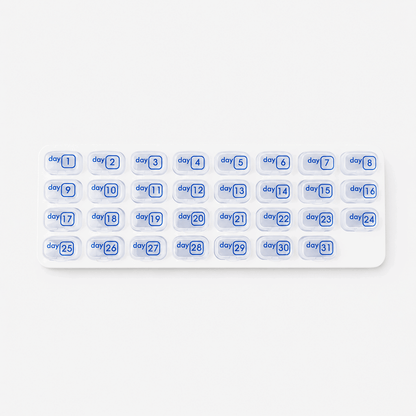 Cookavelle® Monthly Pill Organizer with Lid Travel Case for Vitamins & Medications