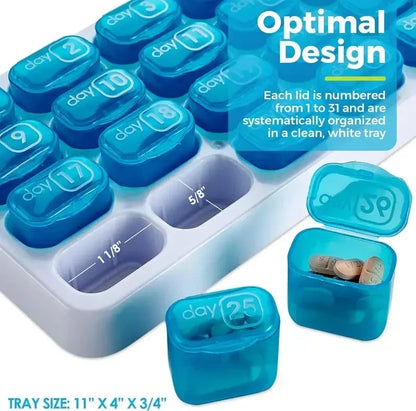 Cookavelle® Monthly Pill Organizer with Lid Travel Case for Vitamins & Medications