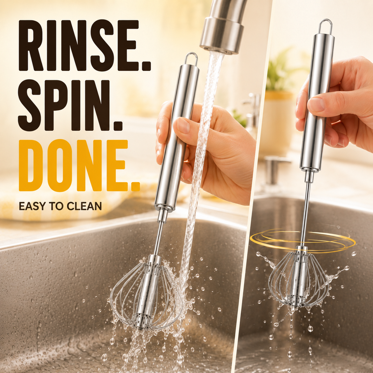 🔥LAST DAY 70% OFF ✨Stainless Steel Hand-Push Rotary Whisk