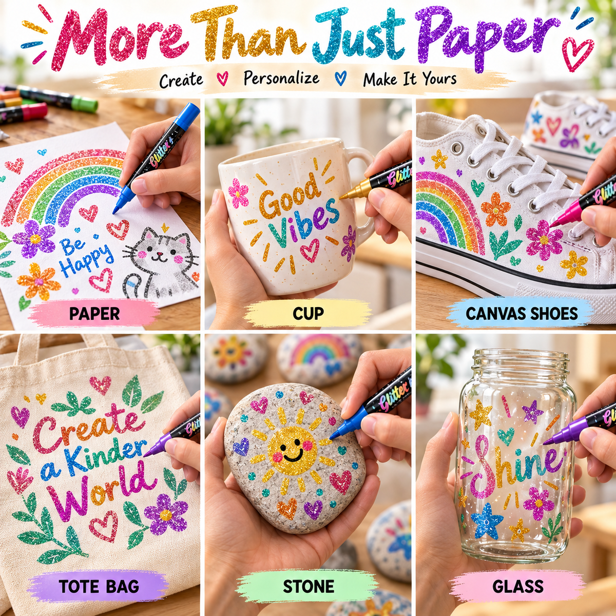🔥LAST DAY 50% OFF ✨🎨Glitter Effect Brush Markers - Create Sparkling Artwork Easily(🌈24-96 Colors | Smooth No Clog | No Bleed Through📝)