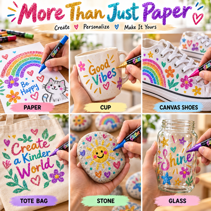 🔥LAST DAY 50% OFF ✨🎨Glitter Effect Brush Markers - Create Sparkling Artwork Easily(🌈24-96 Colors | Smooth No Clog | No Bleed Through📝)