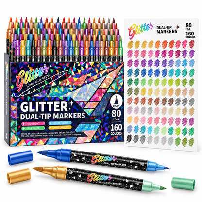 🔥LAST DAY 50% OFF ✨🎨Glitter Effect Brush Markers - Create Sparkling Artwork Easily(🌈24-96 Colors | Smooth No Clog | No Bleed Through📝)