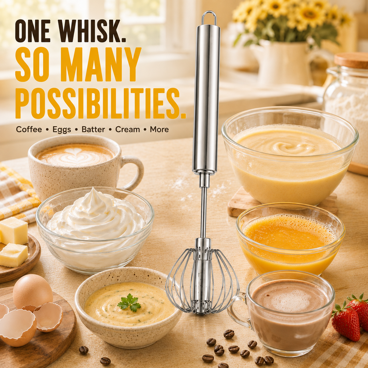 🔥LAST DAY 50% OFF ✨Stainless Steel Hand-Push Rotary Whisk