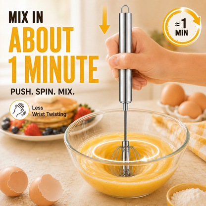 🔥LAST DAY 50% OFF ✨Stainless Steel Hand-Push Rotary Whisk