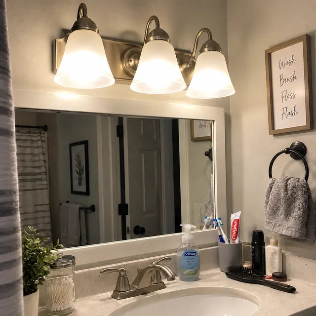 Emergency bulb used in a bathroom fixture